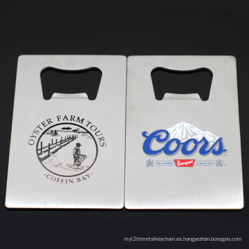 Abridor de botella de cerveza de la cartera de la tarjeta de crédito del acero inoxidable del logotipo grabado del metal del tamaño personalizado promocional